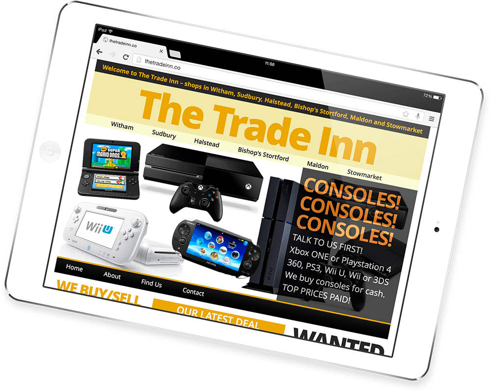 An iPad displaying the Trade Inn website – designed by Nine Graphics